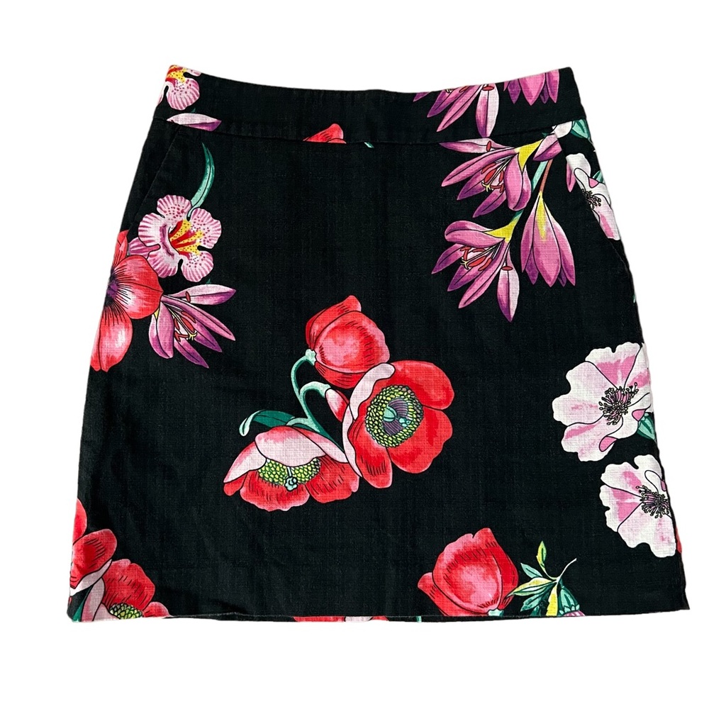 Ann Taylor | Black Cotton Garden Bouquet Skirt
